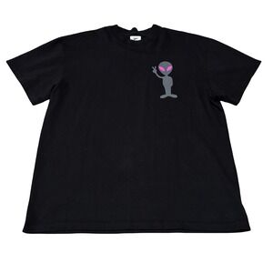 Sneaker Politics Men's Alien Peace Logo Short Sleeve Sweater Black Cotton XXL